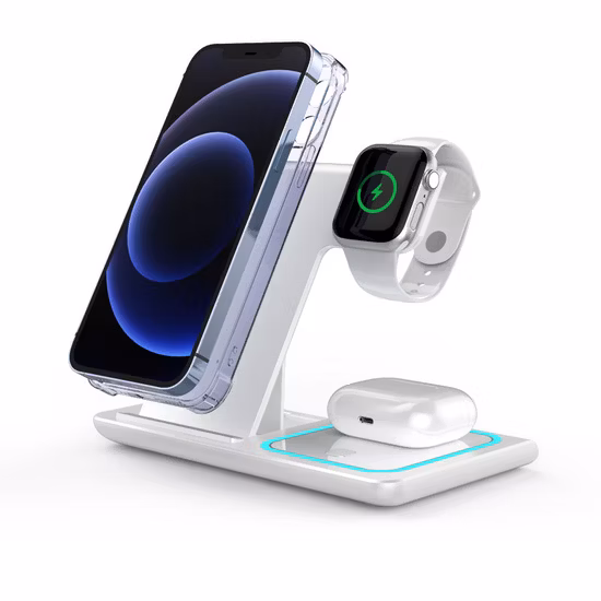 Neues Design, faltbares 3-in-1-Wireless-Ladegerät für Handys, Kopfhörer, Uhren